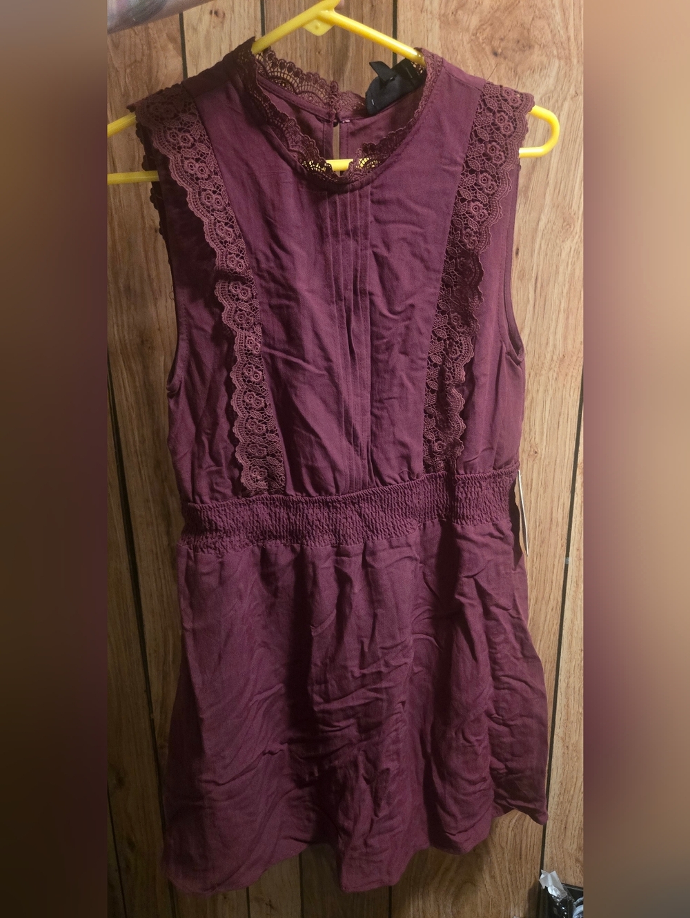 NWT Sweet Wanderer Women’s Maroon Sleeveless Mini Elastic Waist Dress